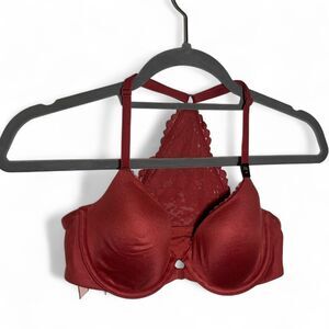 Victoria's Secret Red Womens Racerback Demi Bra 32C Lace Romantic Dollette Girly